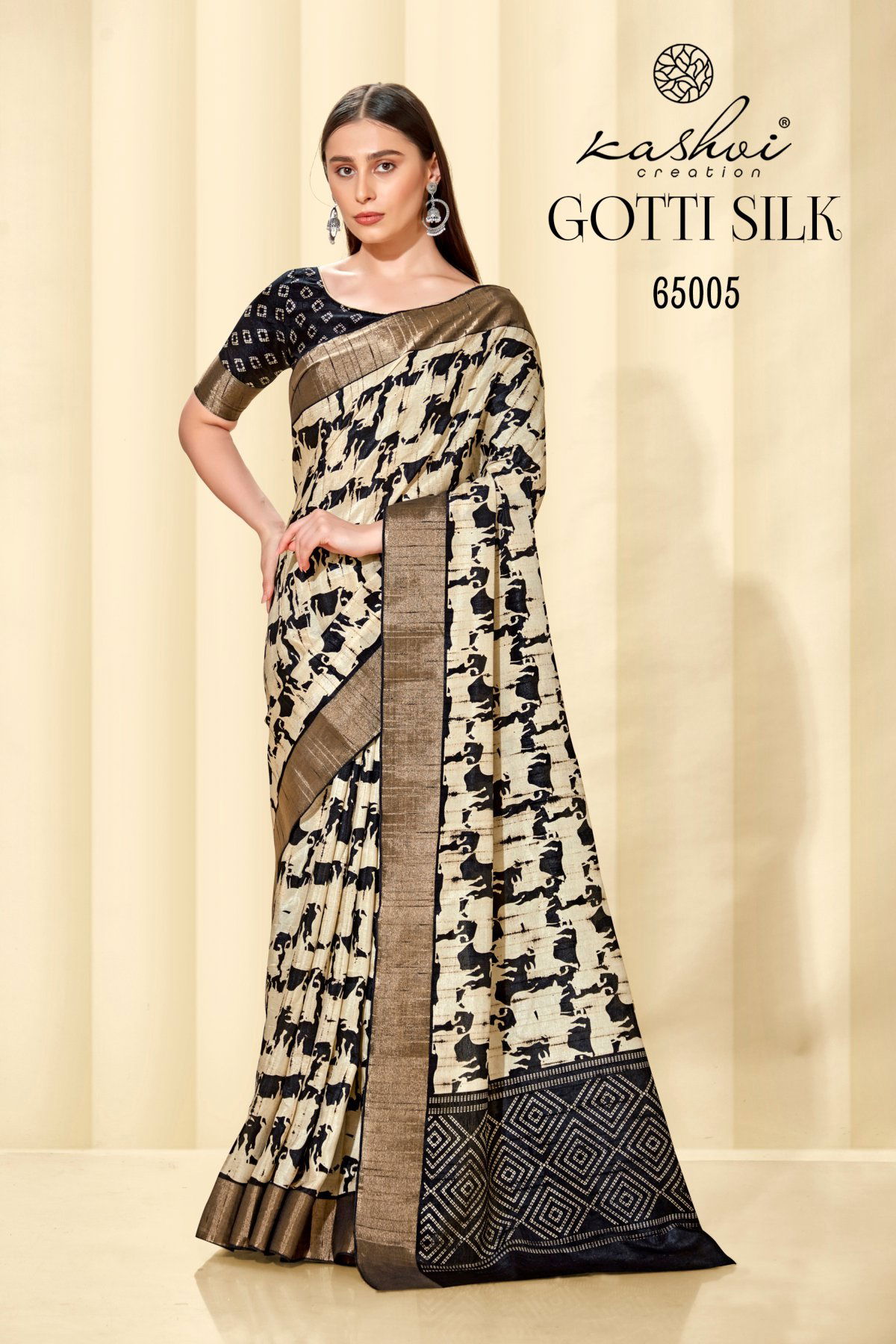 Gotti Silk By Kashvi 65001-65008 Daily Wear Sarees Catalog